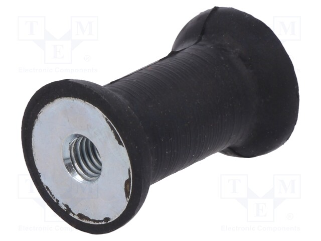 Vibration damper; M6; Ø: 25mm; rubber; L: 20mm; H: 6mm; 767N; 153N/mm