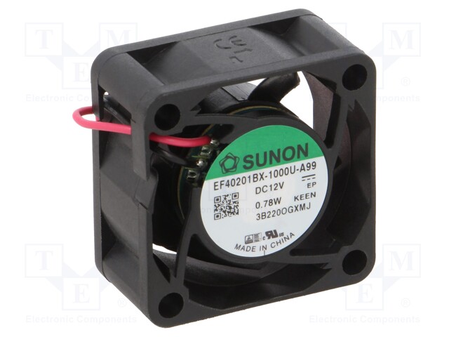 Fan: DC; axial; 12VDC; 40x40x20mm; 18.7m3/h; 28.5dBA; ball bearing