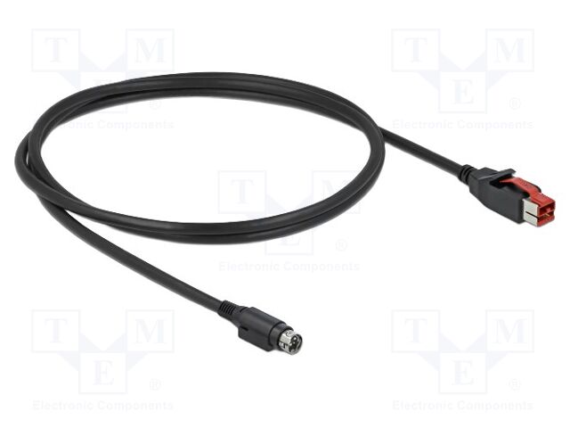 Cable; DIN mini 3pin plug,PoweredUSB plug; 1m; black; 22AWG; 24V