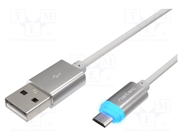 Cable; USB 2.0; USB A plug,USB B micro plug; 1m; grey; 480Mbps