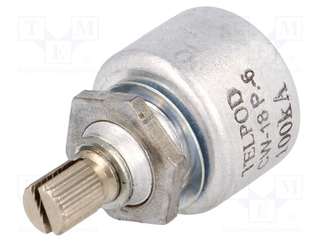 Potentiometer: shaft; single turn; 100kΩ; 1W; ±20%; 4mm; linear; THT