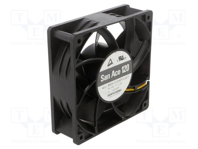 Axial Fan, 24 V, DC, 120 mm, 38 mm, 224.3 cu.ft/min, 6.35 m³/min
