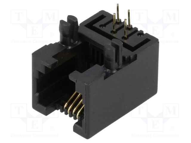 Socket; RJ11; PIN: 4; low profile; gold-plated; Layout: 6p4c; THT