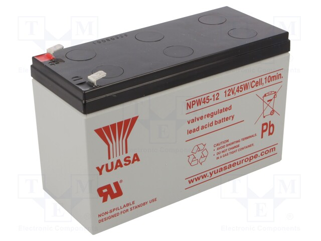 Re-battery: acid-lead; 12V; 8.5Ah; AGM; maintenance-free; 45W