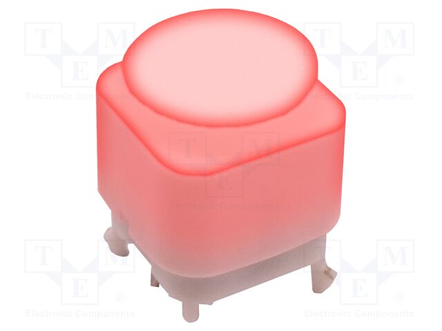 Switch: keypad; SPDT; 0.03A/28VDC; LED; red; THT; Leads: for PCB
