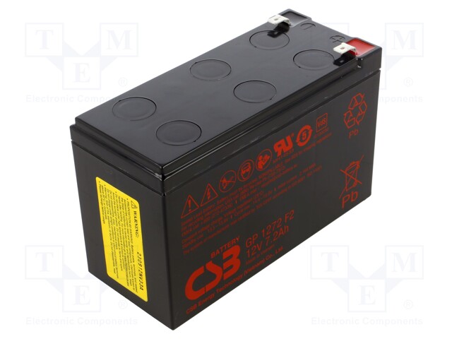 Re-battery: acid-lead; 12V; 7.2Ah; AGM; maintenance-free