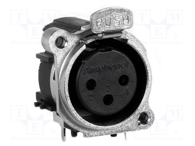 Connector: XLR; socket; female; angled 90°; Plating: gold-plated