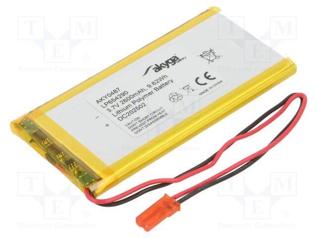 Re-battery: Li-Po; 3.7V; 2600mAh; cables,JST SYP-02T-1 socket
