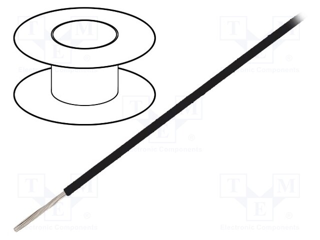 Wire; UL1213; stranded; Cu; 0.35mm2; 22AWG; black; teflon