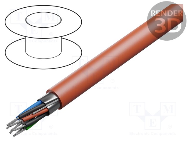 Wire; RS232; 3x2x24AWG; stranded; Cu; Al-PET foil; FEP; red; 30.5m