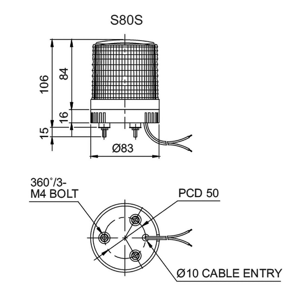 Signaller: lighting; flashing light; amber; Series: S80; 12VDC