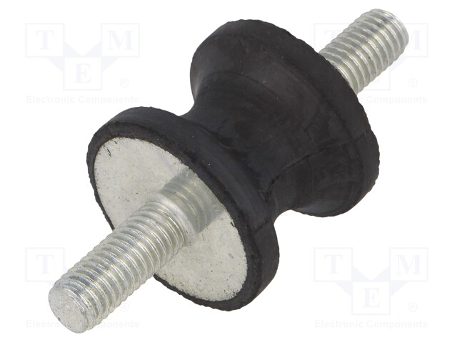 Vibration damper; M8; Ø: 30mm; rubber; L: 25mm; Thread len: 20mm
