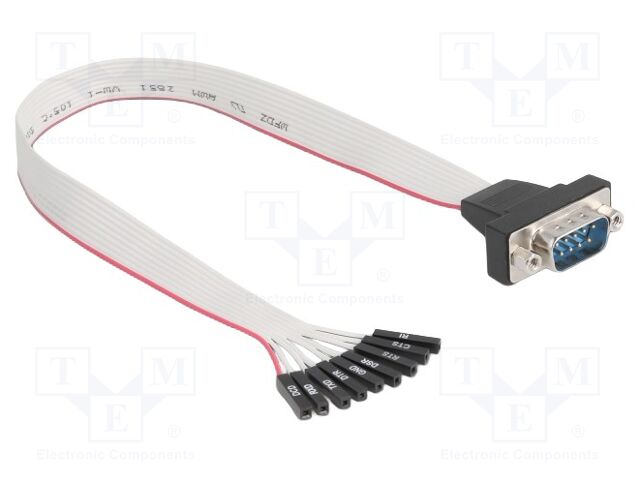 Cable; D-Sub 9pin plug,1pin pin header x9; 0.3m; grey