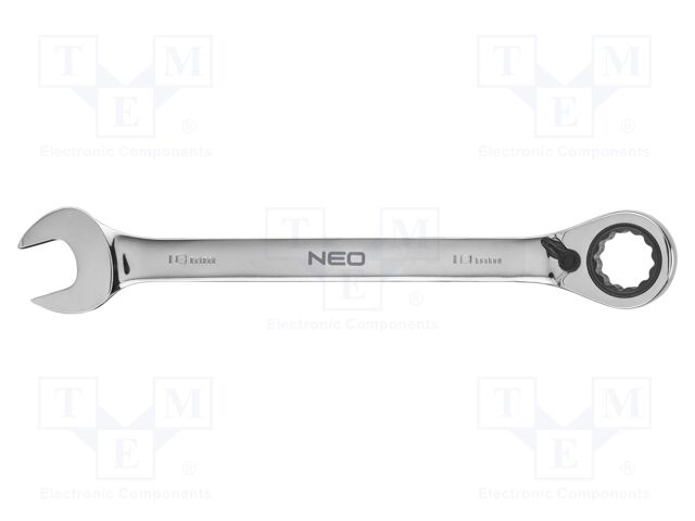 Wrench; combination spanner,with ratchet; 18mm; with switch