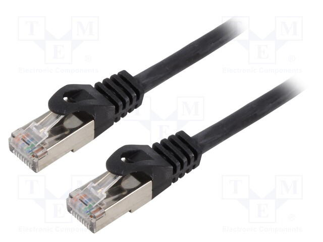 Patch cord; S/FTP; 6a; solid; Cu; LSZH; black; 30m; 27AWG; Cablexpert