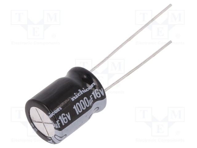 Capacitor: electrolytic; THT; 1000uF; 16VDC; Ø10x12.5mm; Pitch: 5mm