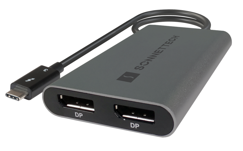 Thunderbolt Dual 4K 60Hz DisplayPort Adapter, Silver (for Windows, Intel & M1 Pro/Max Macs; not compatible with M1 Macs)