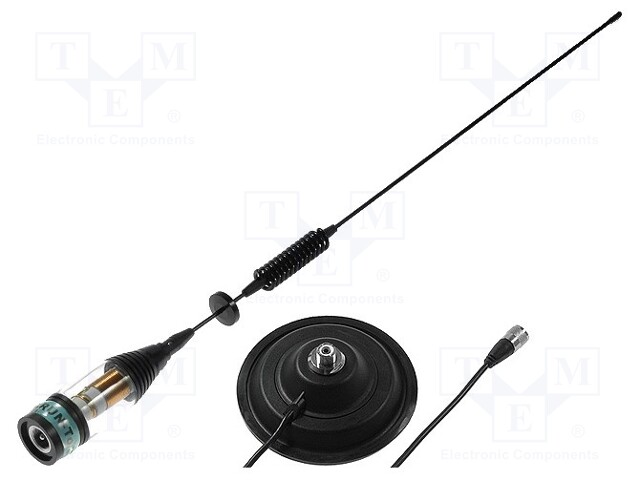 Antenna; CB; 0.66m; 3dBi; 600W; magnet; Len: 5m; UHF; Base dia: 145mm