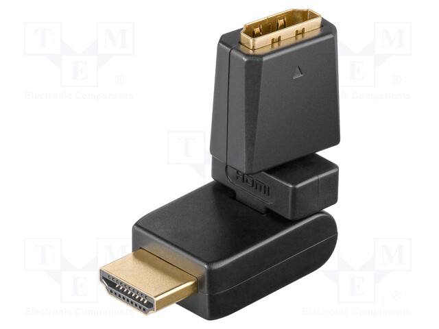 Adapter; HDMI socket,HDMI plug movable 360°; Colour: black