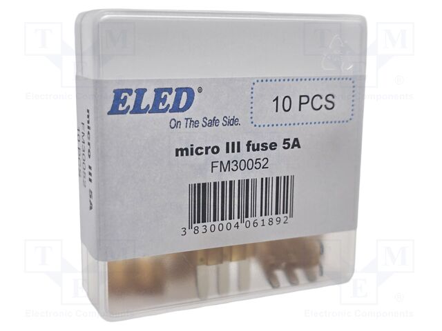 Fuse: fuse; 5A; 32VDC; automotive; 14.3mm; 14.3x3.8x15.3mm