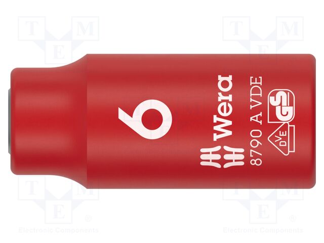 Socket; 6-angles,insulated,socket spanner; HEX 6mm; 1/4"; 1kVAC