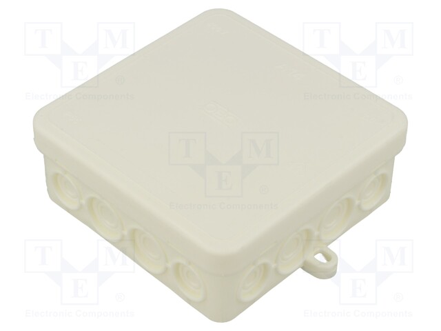 Enclosure: junction box; X: 100mm; Y: 100mm; Z: 40mm; polyetylene