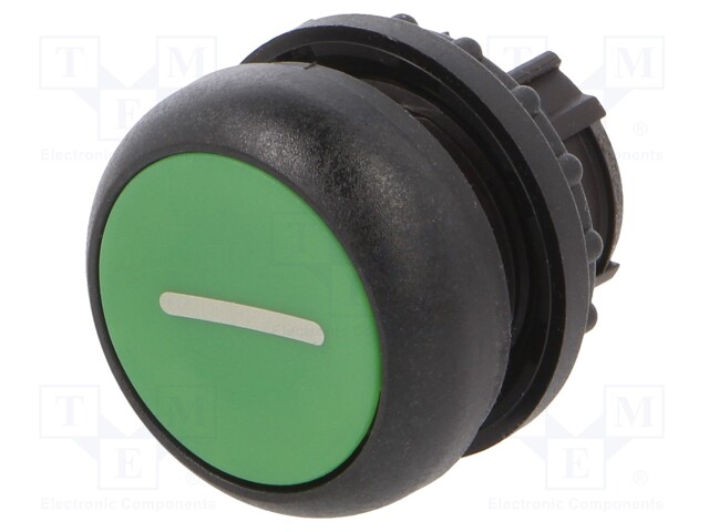 Switch: push-button; Stabl.pos: 2; 22mm; green; Illumin: none; IP67