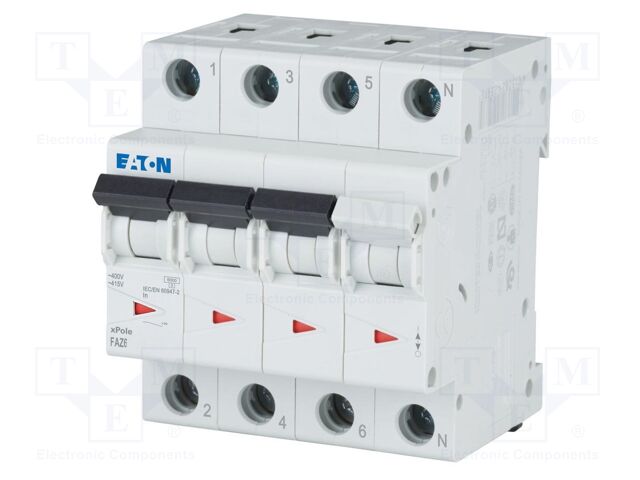 Circuit breaker; 230/400VAC; Inom: 1A; Poles: 3+N; Charact: K; 6kA