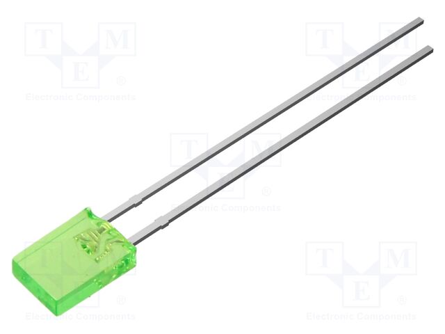 LED; green; rectangular; 2x5x7mm; 1120mcd; 100°; Front: flat; 20mA