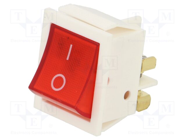ROCKER; Pos: 2; 16A/250VAC; red; neon lamp; Backlight colour: red