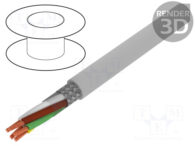 Wire; BiT LiYCY; 5x0,75mm2; tinned copper braid; PVC; grey