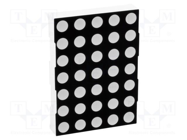 Display: LED; matrix; 5x7; red; 9.8mcd; cathode; 53.1x37.8mm
