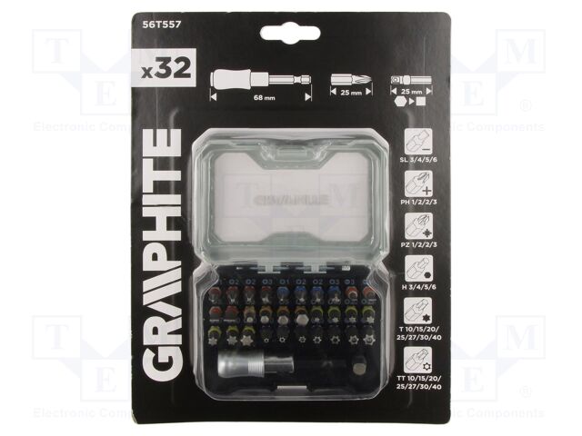 Kit: screwdriver bits; hex key,Phillips,Pozidriv®,slot,Torx®