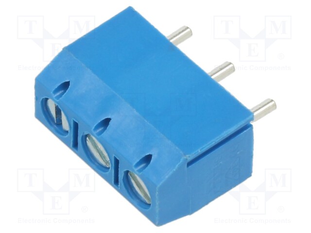 PCB terminal block; angled 90°; 5mm; ways: 3; on PCBs; terminal