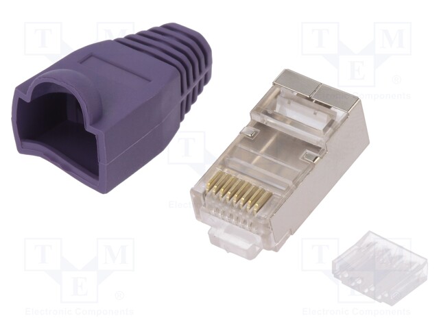 Plug; RJ45; PIN: 8; Cat: 6; shielded,with protection; Layout: 8p8c
