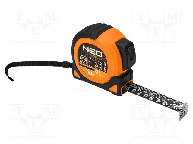 Measuring tape; L: 10m; Width: 25mm; Class: II; double-sided