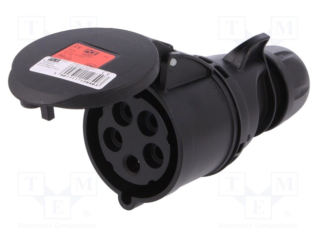 Connector: AC supply 3-phase; plug; female; 32A; 400VAC; IP44