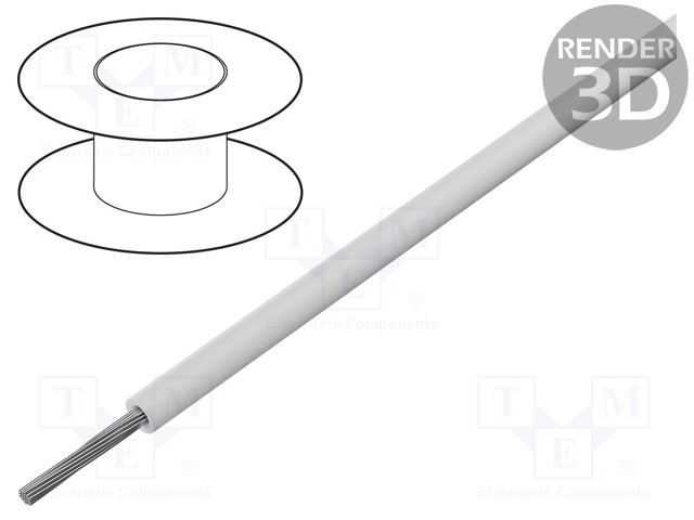 Wire; stranded; Cu; 22AWG; TFE; white; 250V; 30m; 100ft