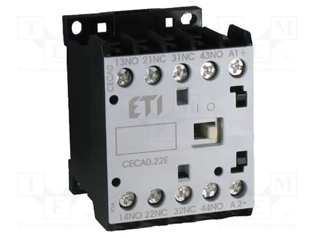 Contactor: auxiliary; Auxiliary contacts: NO x4; 24VDC; 10A; CEC