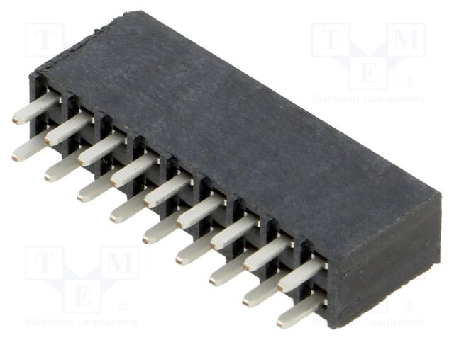 Connector: pin strips; female; PIN: 18; 2.54mm; gold-plated; THT