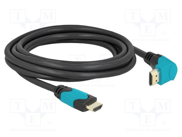 Cable; HDMI plug,HDMI plug 90° up/down; Len: 3m; black; 28AWG