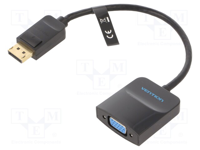 Cable; D-Sub 15pin socket,DisplayPort plug; Len: 0.15m; black