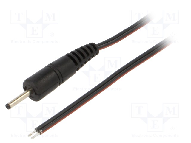 Cable; wires,DC 0,7/2,35 plug; straight; 0.35mm2; black; 0.5m