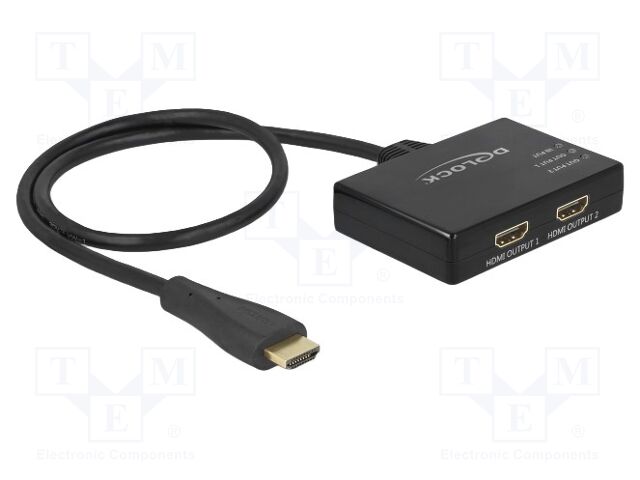 Splitter; HDMI 1.4; 3D,HDCP 1.3,UHD 2160p; 600mm; black; plastic