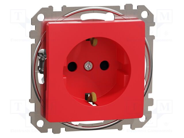 F-type socket (Schuko); 250VAC; IP20; red; Sedna; Illumin: none