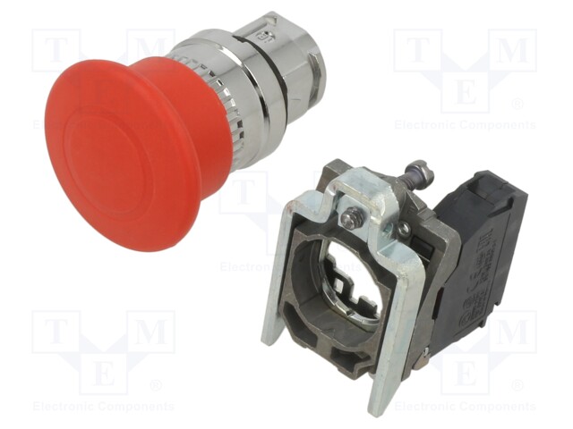 Emergency Stop Switch, SPST-NC, Push-Pull, Screw Clamp, 6 A, 120 V