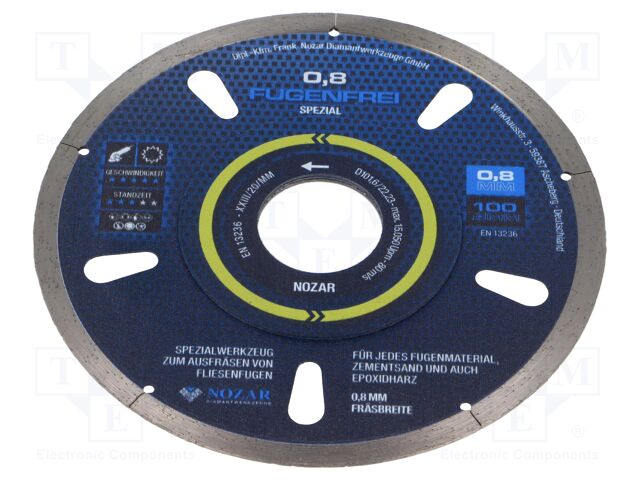 Cutting diamond wheel; Ø: 100mm; Øhole: 22.23mm; Disc thick: 0.8mm