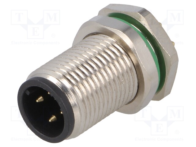 Socket; M12; PIN: 4; male; D code-Ethernet; THT; IP67; 250V; 4A