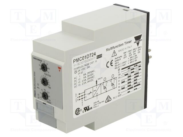 Programmable time switch; 0,1s÷100h; DPDT; 250VAC/8A,24VDC/5A