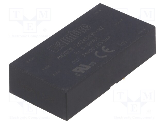 Converter: DC/DC; 20W; Uin: 9÷36V; 24VDC; Iout: 834mA; 2"x1"; 24g